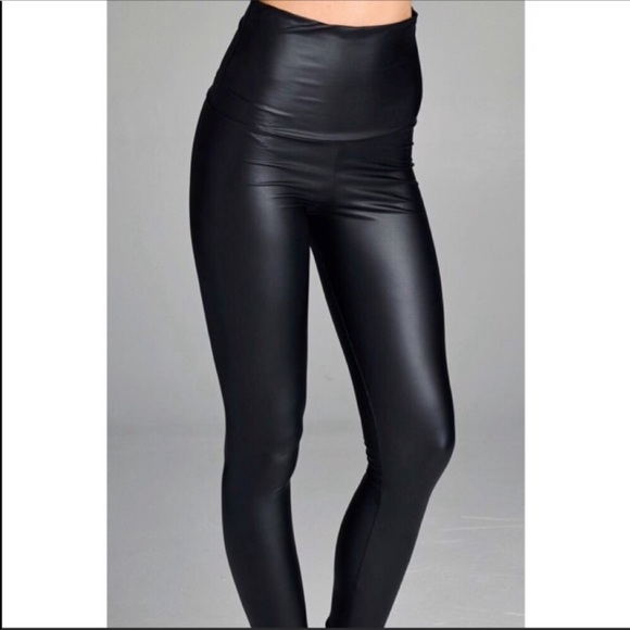 S-XL Avail! High Waisted Vegan Leather Leggings - Picture 2 of 7